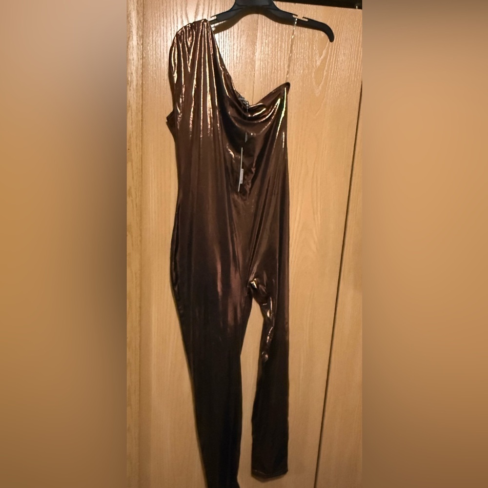 Fashion Nova Metallic Bronze Jumpsuit - Picture 3 of 5